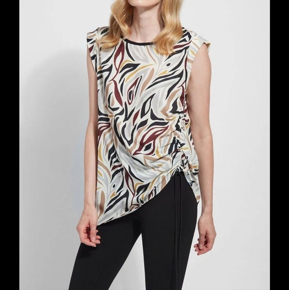 Lysse Nicola la dolce vita animal print Tunic Cap Sleeve asymmetrical Blouse S - Picture 1 of 11